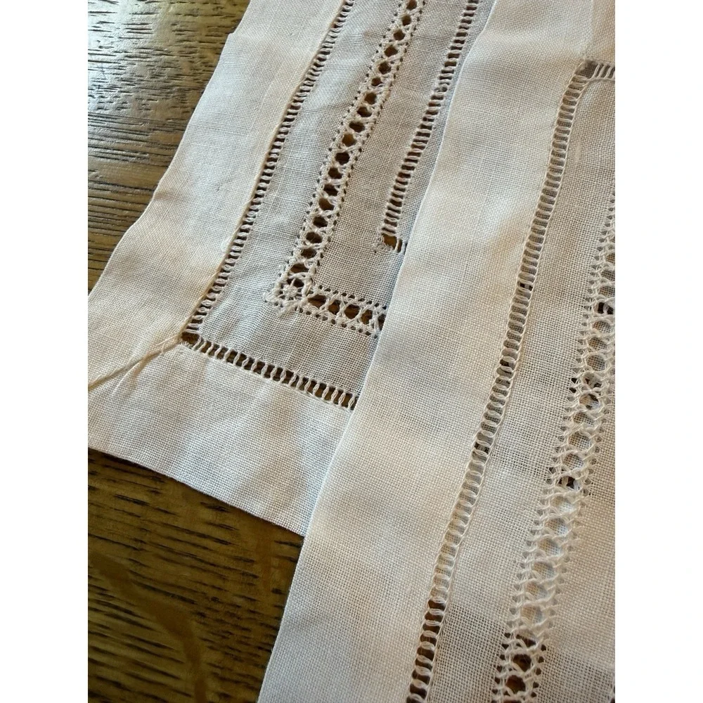 White Hemstitched Linen Placemats - Set of 3